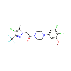 COc1cc(N2CCN(C(=O)Cn3nc(C(F)(F)F)c(Cl)c3C)CC2)cc(Cl)c1Cl ZINC000095583494