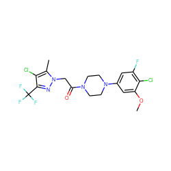 COc1cc(N2CCN(C(=O)Cn3nc(C(F)(F)F)c(Cl)c3C)CC2)cc(F)c1Cl ZINC000095581225