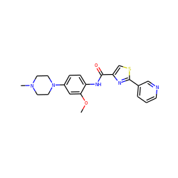 COc1cc(N2CCN(C)CC2)ccc1NC(=O)c1csc(-c2cccnc2)n1 ZINC000029046876