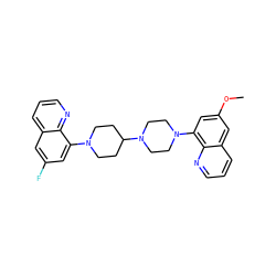 COc1cc(N2CCN(C3CCN(c4cc(F)cc5cccnc45)CC3)CC2)c2ncccc2c1 ZINC000049112929