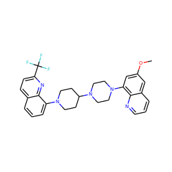 COc1cc(N2CCN(C3CCN(c4cccc5ccc(C(F)(F)F)nc45)CC3)CC2)c2ncccc2c1 ZINC000049089110