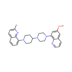 COc1cc(N2CCN(C3CCN(c4cccc5ccc(C)nc45)CC3)CC2)c2ncccc2c1 ZINC000049088146