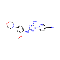 COc1cc(N2CCOCC2)ccc1Nc1nc(N)n(-c2ccc(C#N)cn2)n1 ZINC000072128688