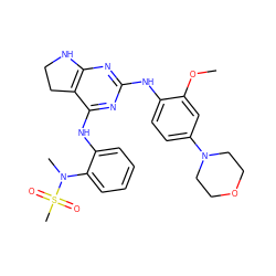 COc1cc(N2CCOCC2)ccc1Nc1nc2c(c(Nc3ccccc3N(C)S(C)(=O)=O)n1)CCN2 ZINC000199036874