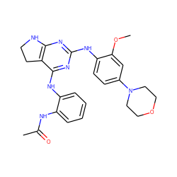 COc1cc(N2CCOCC2)ccc1Nc1nc2c(c(Nc3ccccc3NC(C)=O)n1)CCN2 ZINC000221657335