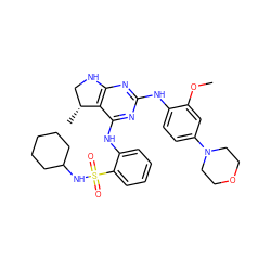 COc1cc(N2CCOCC2)ccc1Nc1nc2c(c(Nc3ccccc3S(=O)(=O)NC3CCCCC3)n1)[C@H](C)CN2 ZINC000221647398