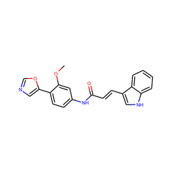 COc1cc(NC(=O)/C=C/c2c[nH]c3ccccc23)ccc1-c1cnco1 ZINC000012354261