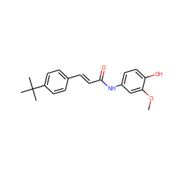 COc1cc(NC(=O)/C=C/c2ccc(C(C)(C)C)cc2)ccc1O ZINC000013606853