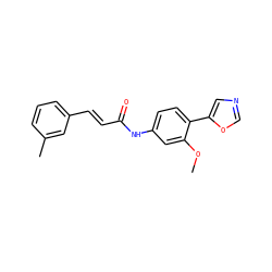 COc1cc(NC(=O)/C=C/c2cccc(C)c2)ccc1-c1cnco1 ZINC000013818695