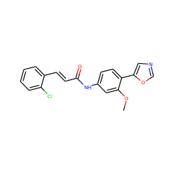 COc1cc(NC(=O)/C=C/c2ccccc2Cl)ccc1-c1cnco1 ZINC000013818706