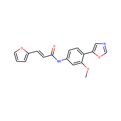 COc1cc(NC(=O)/C=C/c2ccco2)ccc1-c1cnco1 ZINC000013490388