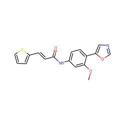 COc1cc(NC(=O)/C=C/c2cccs2)ccc1-c1cnco1 ZINC000012354237