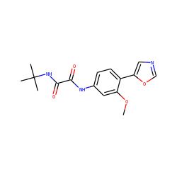 COc1cc(NC(=O)C(=O)NC(C)(C)C)ccc1-c1cnco1 ZINC000013441252