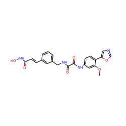 COc1cc(NC(=O)C(=O)NCc2cccc(/C=C/C(=O)NO)c2)ccc1-c1cnco1 ZINC000058582948