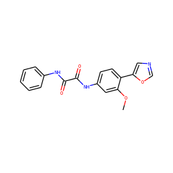 COc1cc(NC(=O)C(=O)Nc2ccccc2)ccc1-c1cnco1 ZINC000013441236
