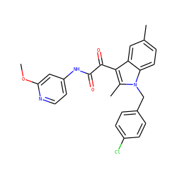 COc1cc(NC(=O)C(=O)c2c(C)n(Cc3ccc(Cl)cc3)c3ccc(C)cc23)ccn1 ZINC000118214553