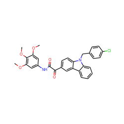 COc1cc(NC(=O)C(=O)c2ccc3c(c2)c2ccccc2n3Cc2ccc(Cl)cc2)cc(OC)c1OC ZINC001772577773