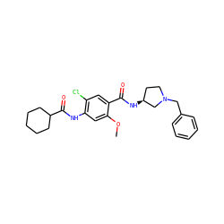 COc1cc(NC(=O)C2CCCCC2)c(Cl)cc1C(=O)N[C@H]1CCN(Cc2ccccc2)C1 ZINC000013756905