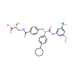 COc1cc(NC(=O)N(Cc2ccc(C(=O)NC[C@@H](O)C(=O)O)cc2)c2ccc(C3CCCCC3)cc2)cc(C(F)(F)F)c1 ZINC000003965917