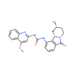 COc1cc(NC(=O)Nc2cccc3c2[C@@H]2C[C@H](O)CCN2C3=O)nc2ccccc12 ZINC000116942103