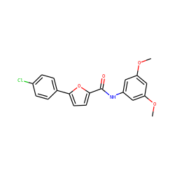 COc1cc(NC(=O)c2ccc(-c3ccc(Cl)cc3)o2)cc(OC)c1 ZINC000014982453