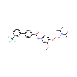 COc1cc(NC(=O)c2ccc(-c3cccc(C(F)(F)F)c3)cc2)ccc1OCCN(C(C)C)C(C)C ZINC000040567681