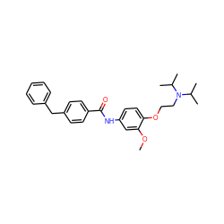 COc1cc(NC(=O)c2ccc(Cc3ccccc3)cc2)ccc1OCCN(C(C)C)C(C)C ZINC000001551985