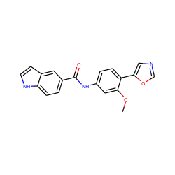 COc1cc(NC(=O)c2ccc3[nH]ccc3c2)ccc1-c1cnco1 ZINC000012354250