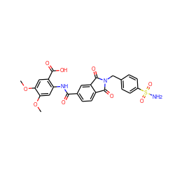 COc1cc(NC(=O)c2ccc3c(c2)C(=O)N(Cc2ccc(S(N)(=O)=O)cc2)C3=O)c(C(=O)O)cc1OC ZINC001772590387