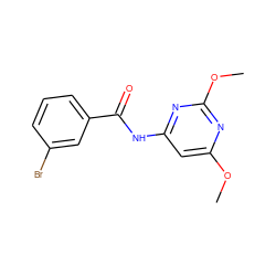 COc1cc(NC(=O)c2cccc(Br)c2)nc(OC)n1 ZINC000000075890