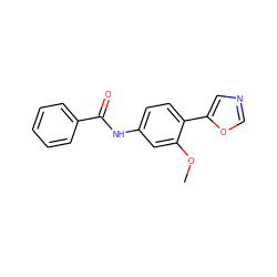COc1cc(NC(=O)c2ccccc2)ccc1-c1cnco1 ZINC000012354222