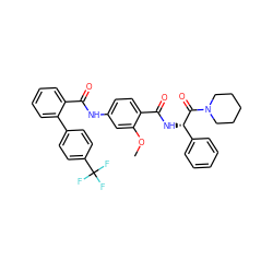 COc1cc(NC(=O)c2ccccc2-c2ccc(C(F)(F)F)cc2)ccc1C(=O)N[C@H](C(=O)N1CCCCC1)c1ccccc1 ZINC000036184520