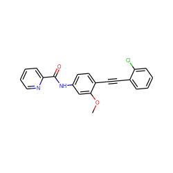 COc1cc(NC(=O)c2ccccn2)ccc1C#Cc1ccccc1Cl ZINC000473247225