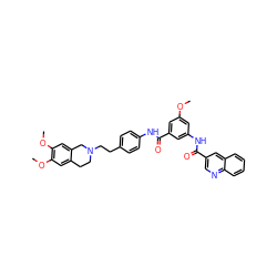 COc1cc(NC(=O)c2cnc3ccccc3c2)cc(C(=O)Nc2ccc(CCN3CCc4cc(OC)c(OC)cc4C3)cc2)c1 ZINC000044359846