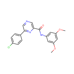 COc1cc(NC(=O)c2cncc(-c3ccc(Cl)cc3)n2)cc(OC)c1 ZINC000064744368