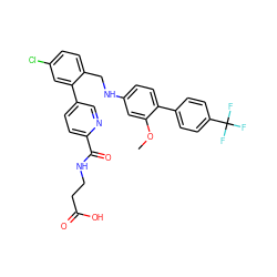 COc1cc(NCc2ccc(Cl)cc2-c2ccc(C(=O)NCCC(=O)O)nc2)ccc1-c1ccc(C(F)(F)F)cc1 ZINC000148551547