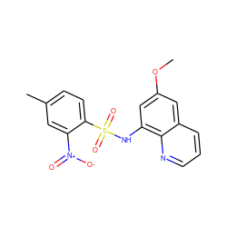 COc1cc(NS(=O)(=O)c2ccc(C)cc2[N+](=O)[O-])c2ncccc2c1 ZINC000013818086