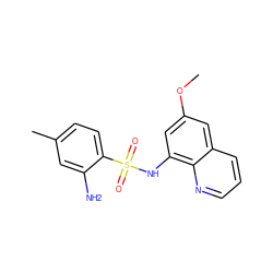 COc1cc(NS(=O)(=O)c2ccc(C)cc2N)c2ncccc2c1 ZINC000013817933