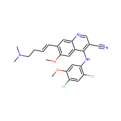 COc1cc(Nc2c(C#N)cnc3cc(/C=C/CCN(C)C)c(OC)cc23)c(Cl)cc1Cl ZINC000049802186