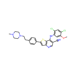 COc1cc(Nc2c(C#N)cnc3cc(-c4ccc(CCN5CCN(C)CC5)cc4)sc23)c(Cl)cc1Cl ZINC000023357843