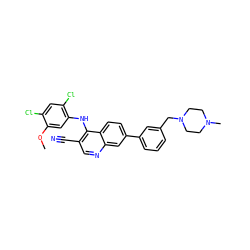 COc1cc(Nc2c(C#N)cnc3cc(-c4cccc(CN5CCN(C)CC5)c4)ccc23)c(Cl)cc1Cl ZINC000023357925