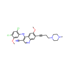 COc1cc(Nc2c(C#N)cnc3cc(C#CCCN4CCN(C)CC4)c(OC)cc23)c(Cl)cc1Cl ZINC000028888028