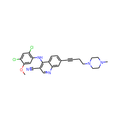 COc1cc(Nc2c(C#N)cnc3cc(C#CCCN4CCN(C)CC4)ccc23)c(Cl)cc1Cl ZINC000028888061