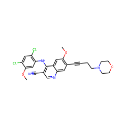 COc1cc(Nc2c(C#N)cnc3cc(C#CCCN4CCOCC4)c(OC)cc23)c(Cl)cc1Cl ZINC000028888043