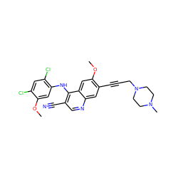 COc1cc(Nc2c(C#N)cnc3cc(C#CCN4CCN(C)CC4)c(OC)cc23)c(Cl)cc1Cl ZINC000028888022