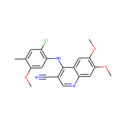 COc1cc(Nc2c(C#N)cnc3cc(OC)c(OC)cc23)c(Cl)cc1C ZINC000013470106