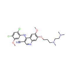 COc1cc(Nc2c(C#N)cnc3cc(OCCCN(C)CCN(C)C)c(OC)cc23)c(Cl)cc1Cl ZINC000023357824