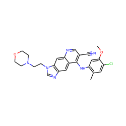 COc1cc(Nc2c(C#N)cnc3cc4c(cc23)ncn4CCN2CCOCC2)c(C)cc1Cl ZINC000013818547