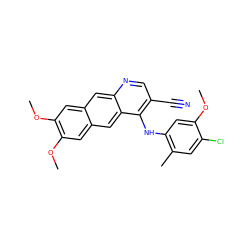 COc1cc(Nc2c(C#N)cnc3cc4cc(OC)c(OC)cc4cc23)c(C)cc1Cl ZINC000013673251