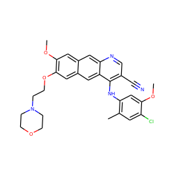 COc1cc(Nc2c(C#N)cnc3cc4cc(OC)c(OCCN5CCOCC5)cc4cc23)c(C)cc1Cl ZINC000014945436